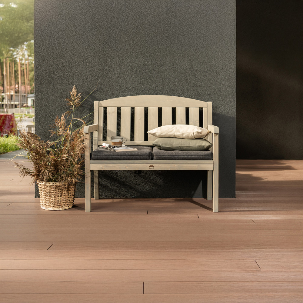 AMATA Ungurs 2 Seater Grey Wooden Garden Bench Image 5