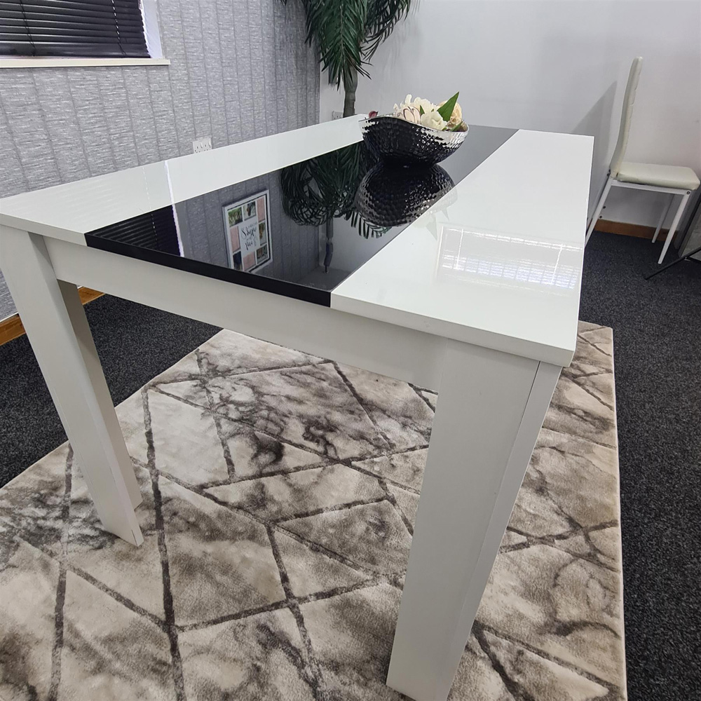 Portland 6 Seater Square Dining Table White and Black Image 3