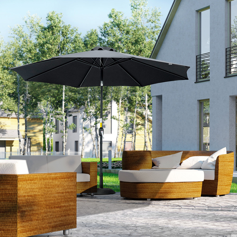 Outsunny Black Crank and Tilt Parasol 3m Image 2