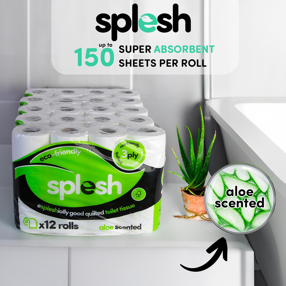 Splesh Quilted Aloe Vera Toilet Tissue 72 Rolls 3 Ply Image 3