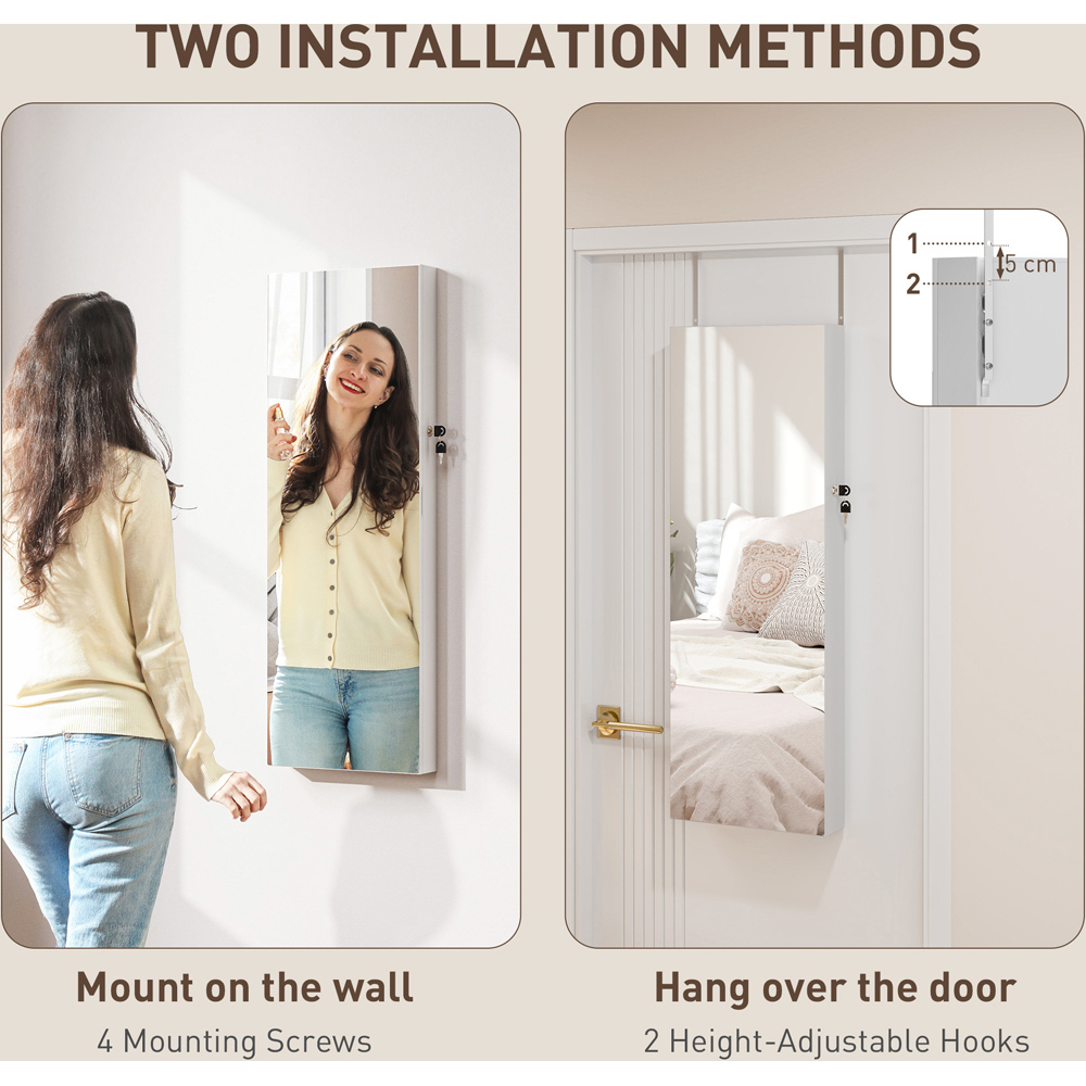 Portland Black Lining Door Hanging Jewellery Cabinet Mirror Image 7