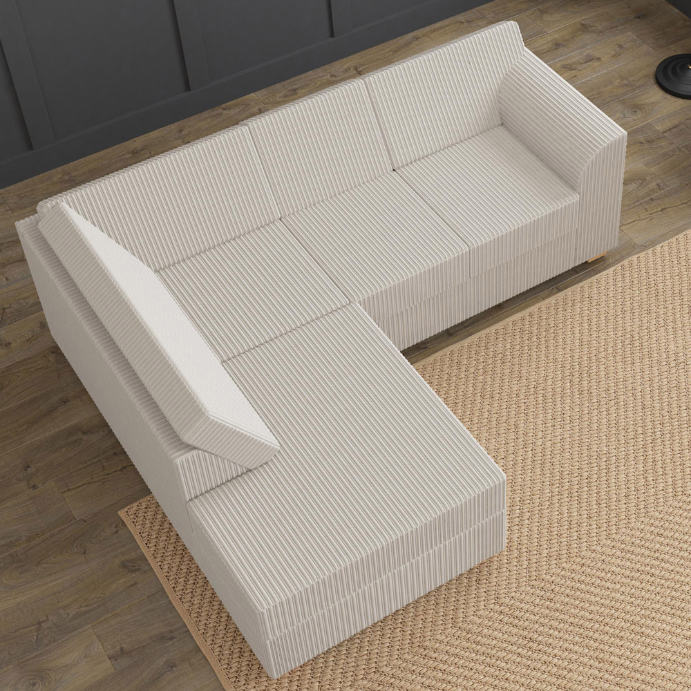 Modo 3 Seater Stone Jumbo Cord Left Hand Fixed Back L-Shape Corner Sofa Image 7