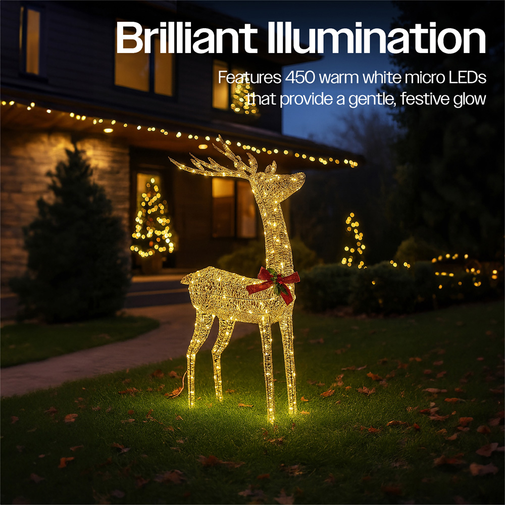 Xmas Haus Gold 450 Warm White LED Head Up Deer Christmas Decoration 4ft Image 5