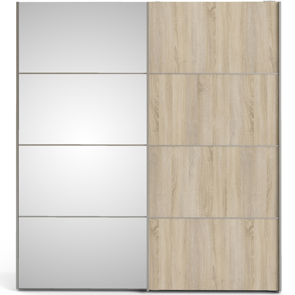 Verona 2 Door 5 Shelf White and Oak Mirrored Sliding Wardrobe Image 3