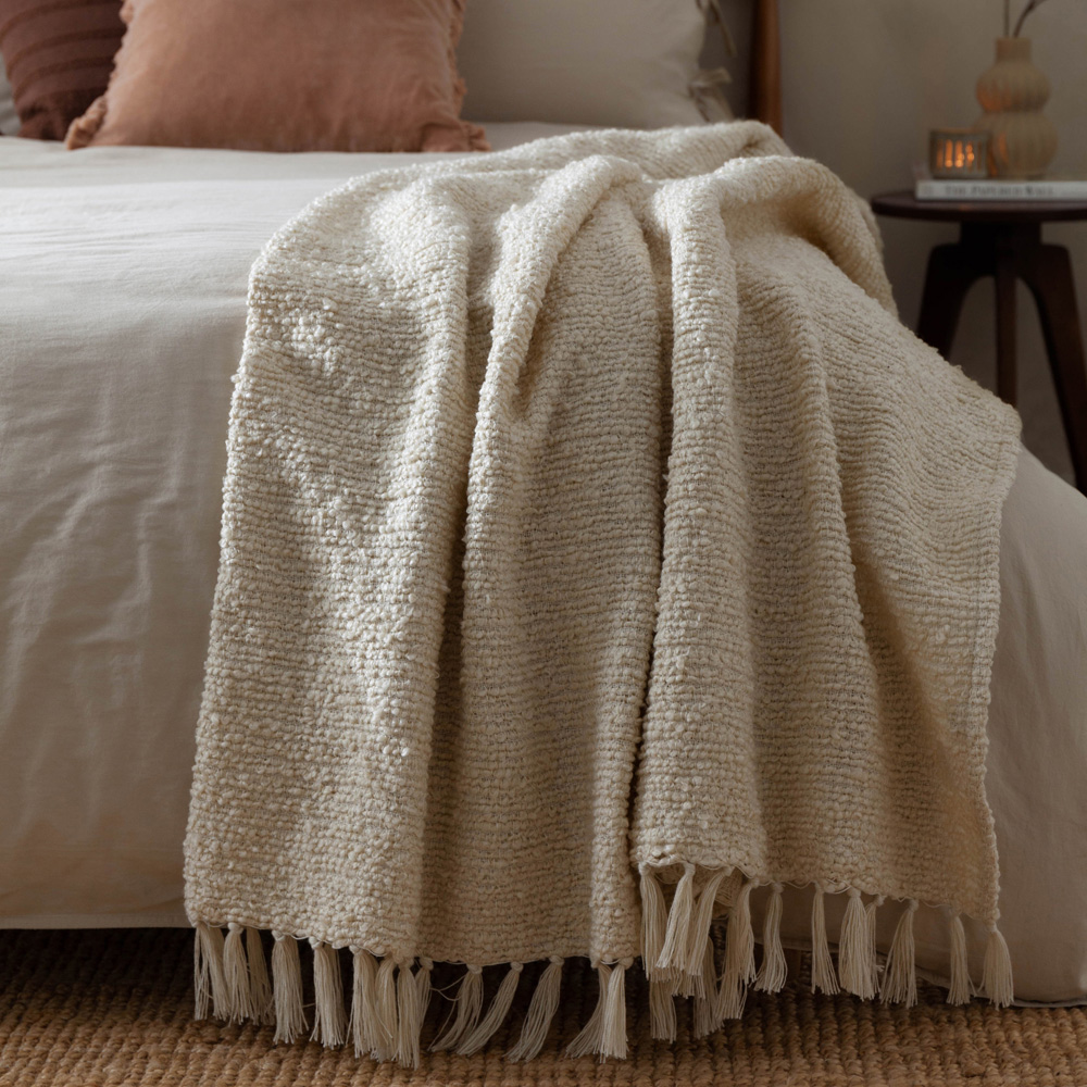 Yard Candar Ecru Textured Boucle Throw Image 5