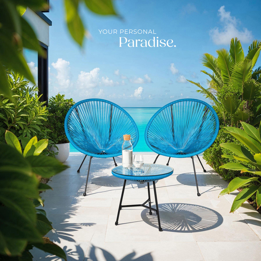 tectake Santana 2 Seater Blue Bristo Set Image 8