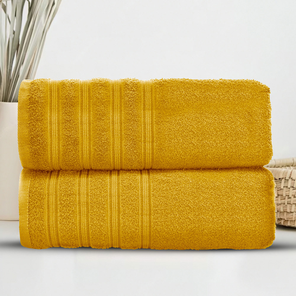 Velosso Hampi Cotton Yellow Bath Sheet Set of 2 Image 2