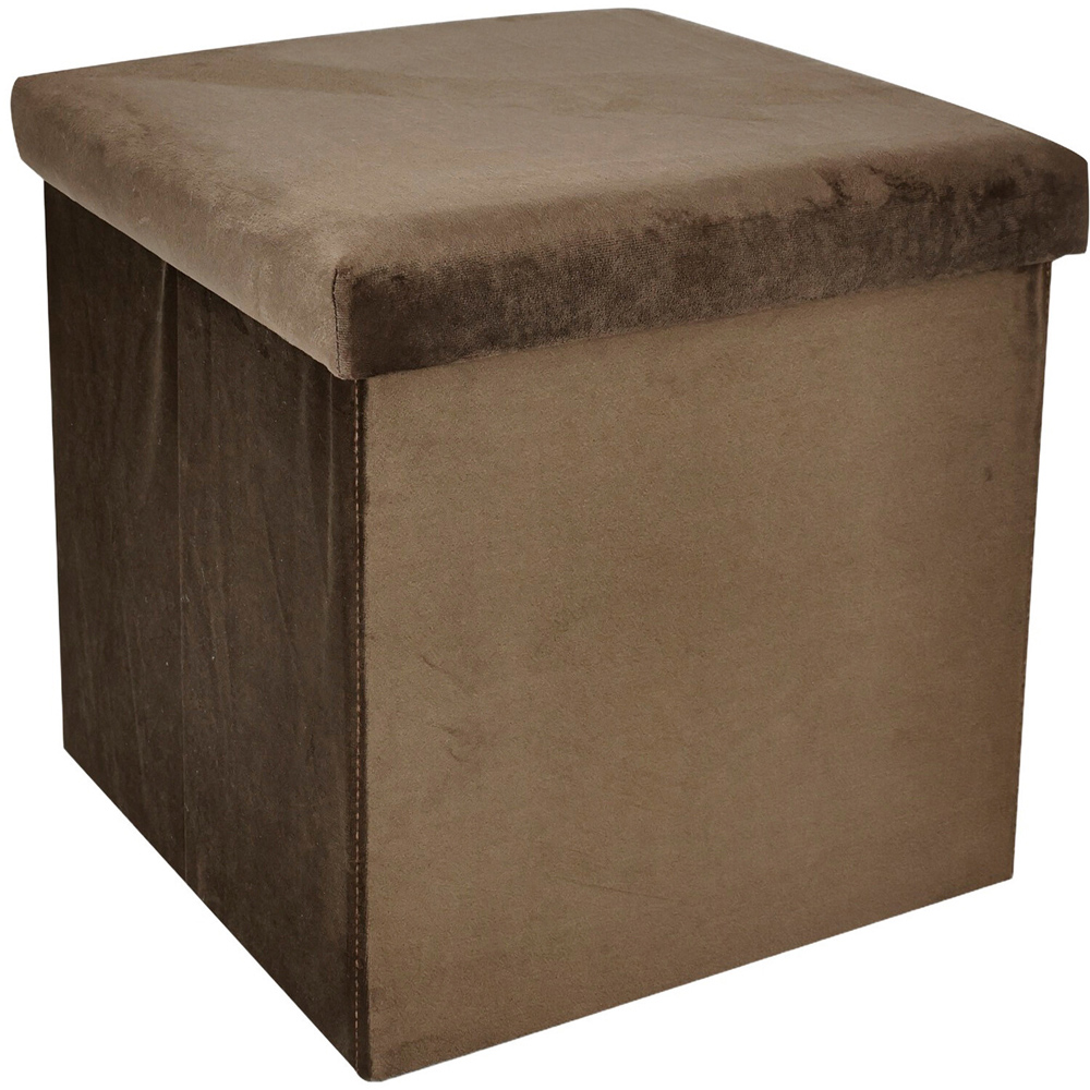 Brushed Velvet Storage Box Brown Image 2
