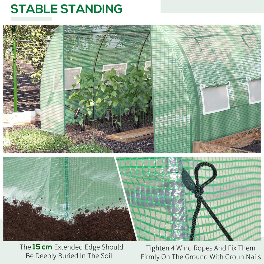 Outsunny Green Plastic 10 x 10ft Polytunnel Greenhouse Image 5