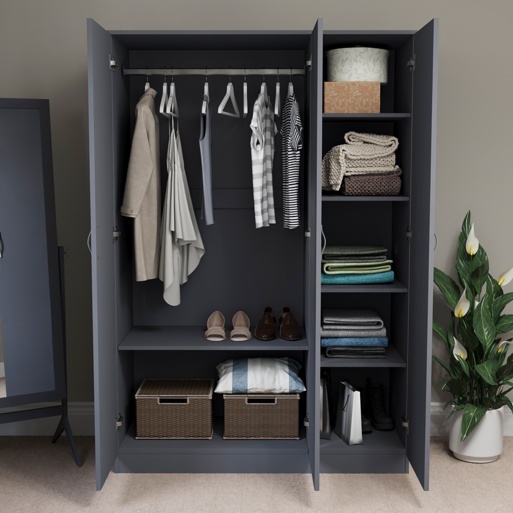 VIDA DESIGNS Riano 3 Door Grey Wardrobe Image 4