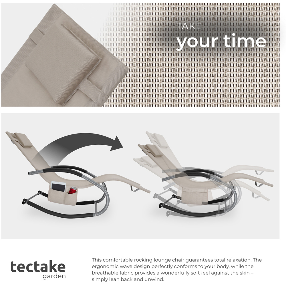tectake Taya Set of 2 Beige Rocking Sun Lounger Image 5