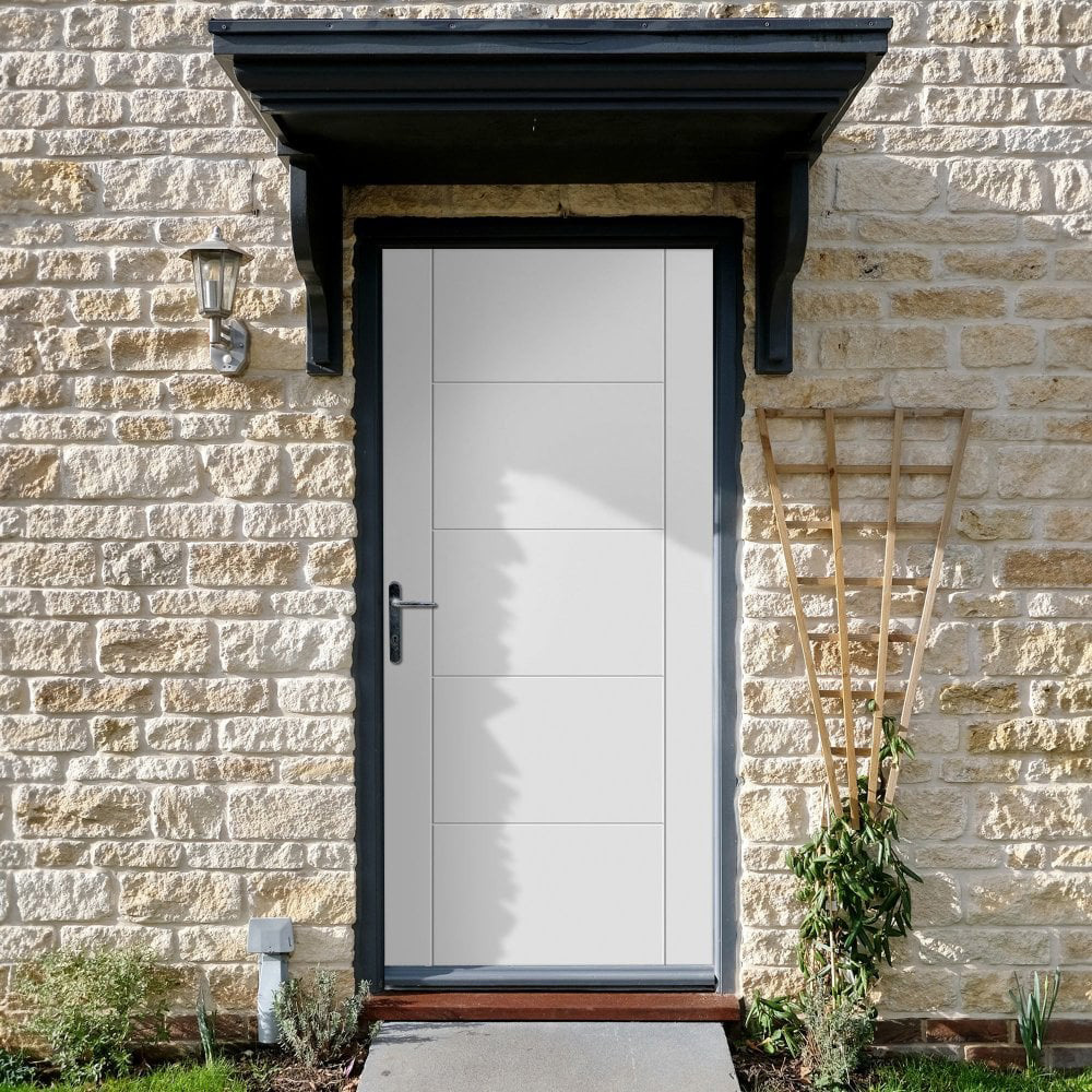 Parma White Fibre Glass 5 Panel Solid External Door 1981 x 762mm Image 2