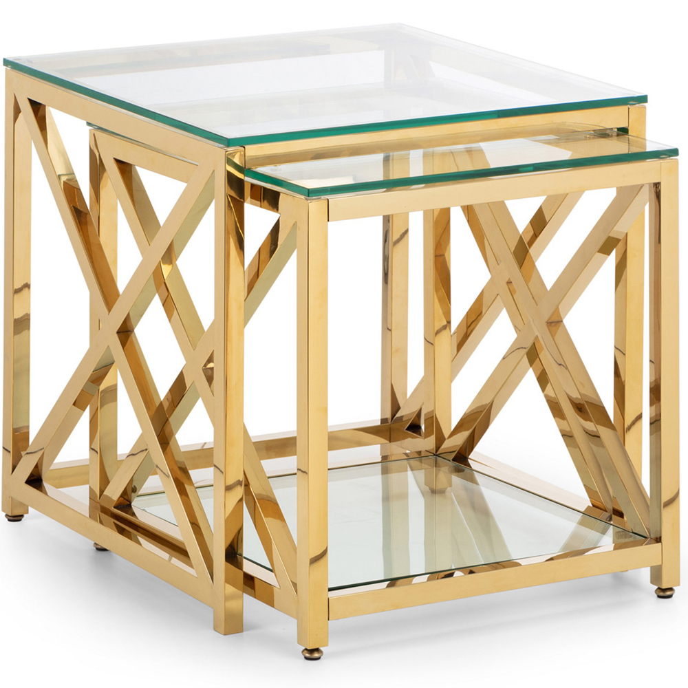Julian Bowen Miami Gold Nest of Tables Set of 2 Image 2