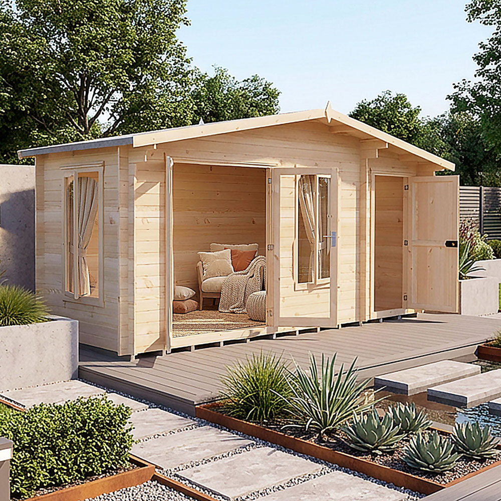 Shire Bourne 16 x 6ft Apex Garden Log Cabin Image 2