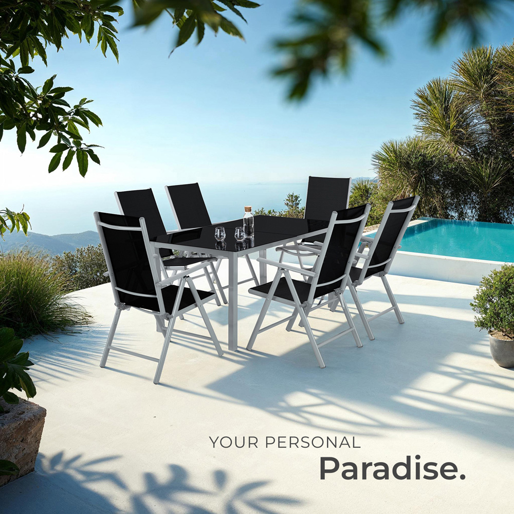 tectake Marilena Set of 4 Silver Adjustable Garden Chair Image 8