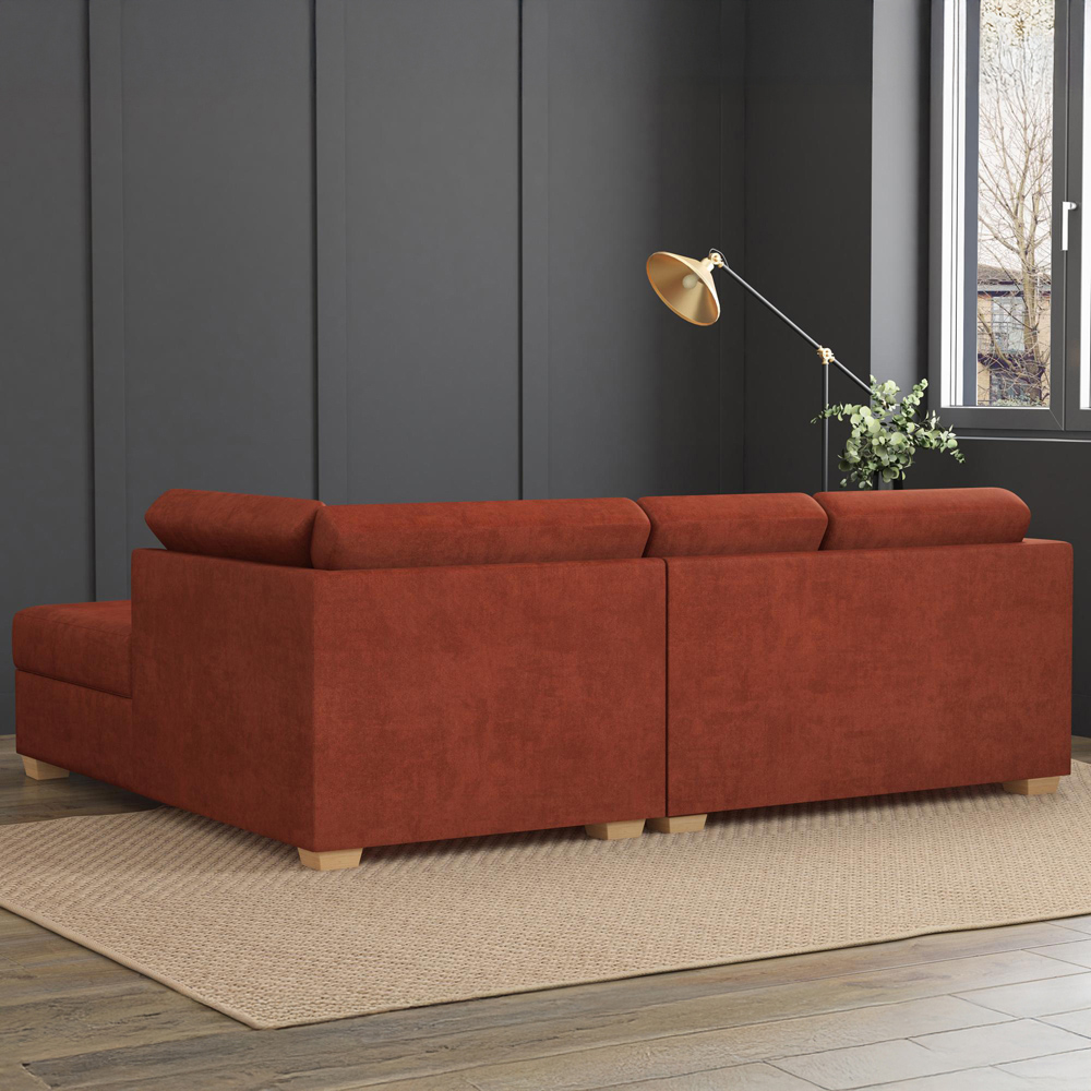 Modo 3 Seater Marmalade Plush Velvet Right Hand Fixed Back L-Shape Corner Sofa Image 8