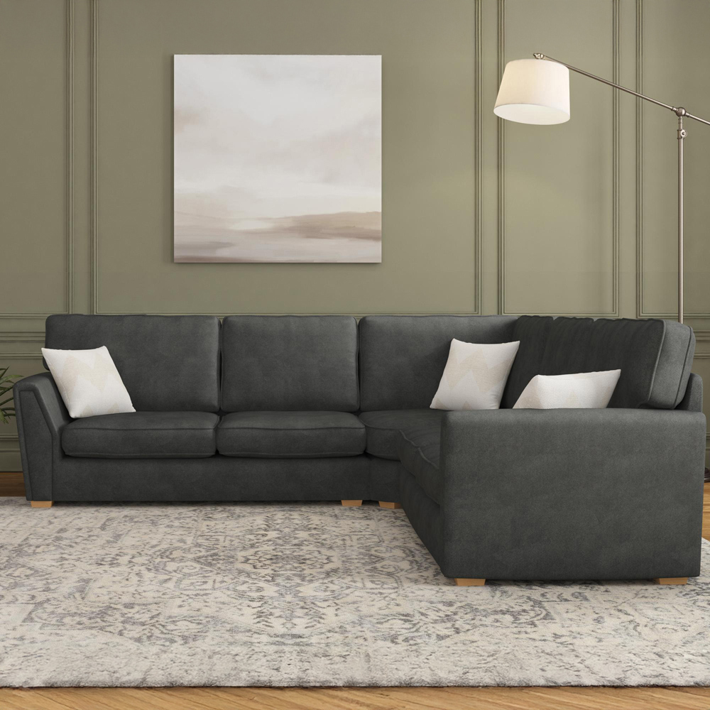 Wendleberry 4 Seater Steel Plush Velvet Fixed Back Corner Sofa Image 5