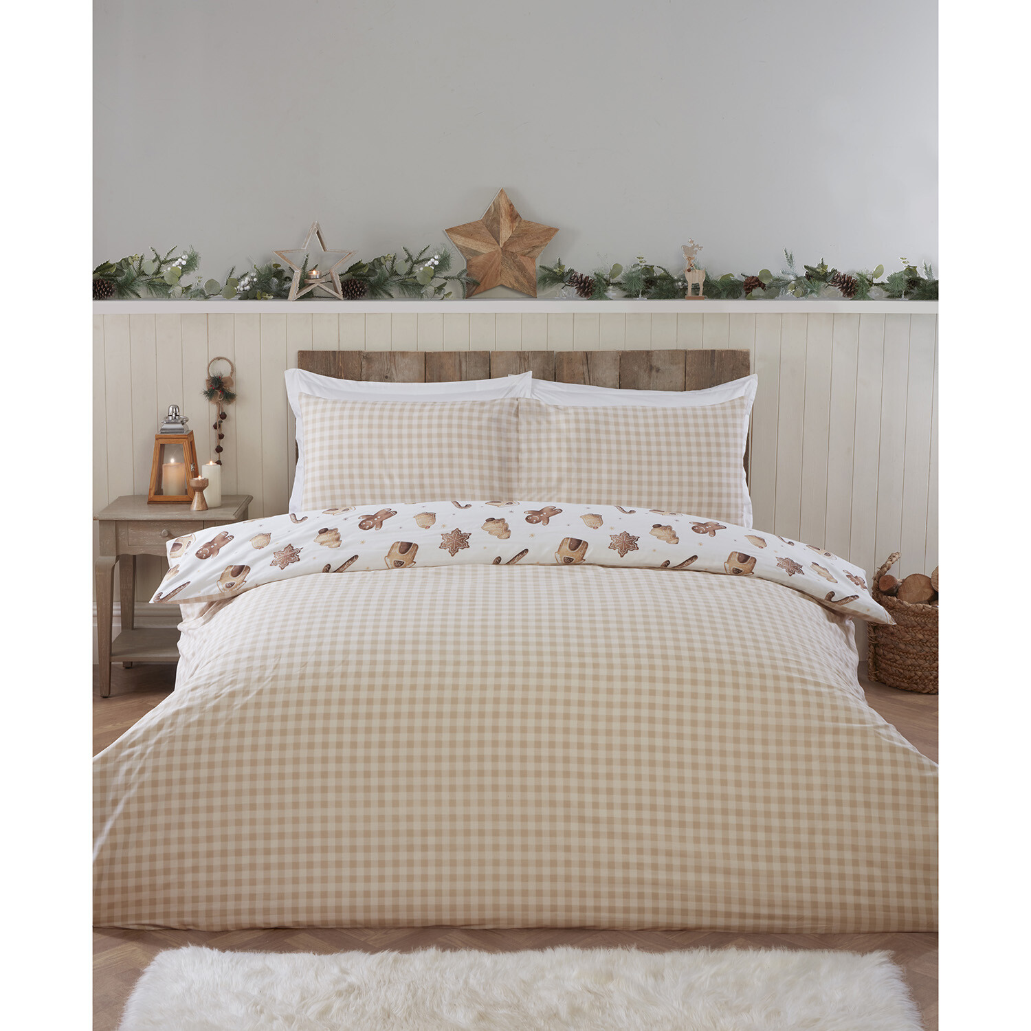 Gingerbread Duvet Cover and Pillowcase Set - Natural / Single Image 2