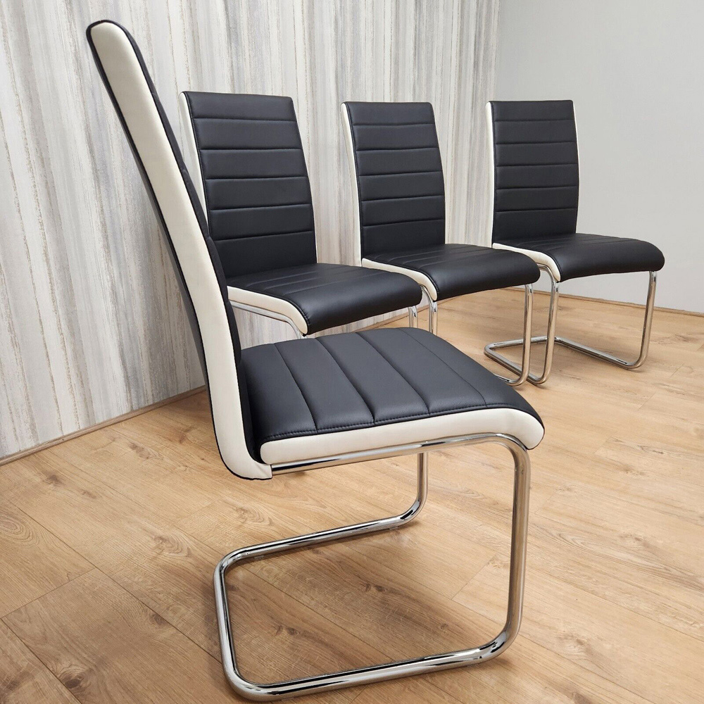 Denver Set of 4 Black Leather Dining Chairs Image 2