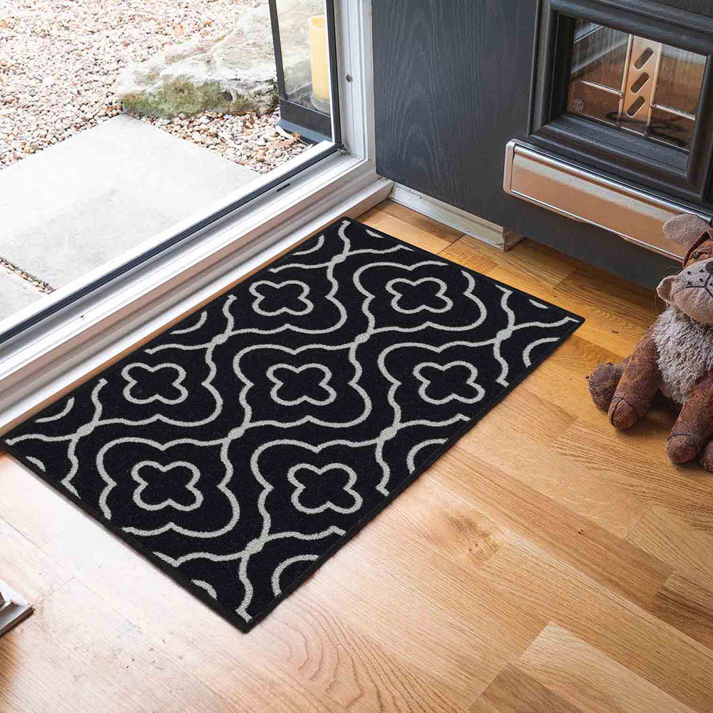 Desire Rugs Havana Black Quatrefoil Anti Slip Door Mat 220 x 67cm Image 4
