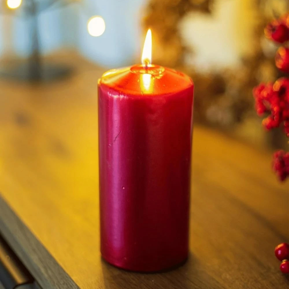 Marco Paul Red Glitter Unscented Pillar Candle Image 4