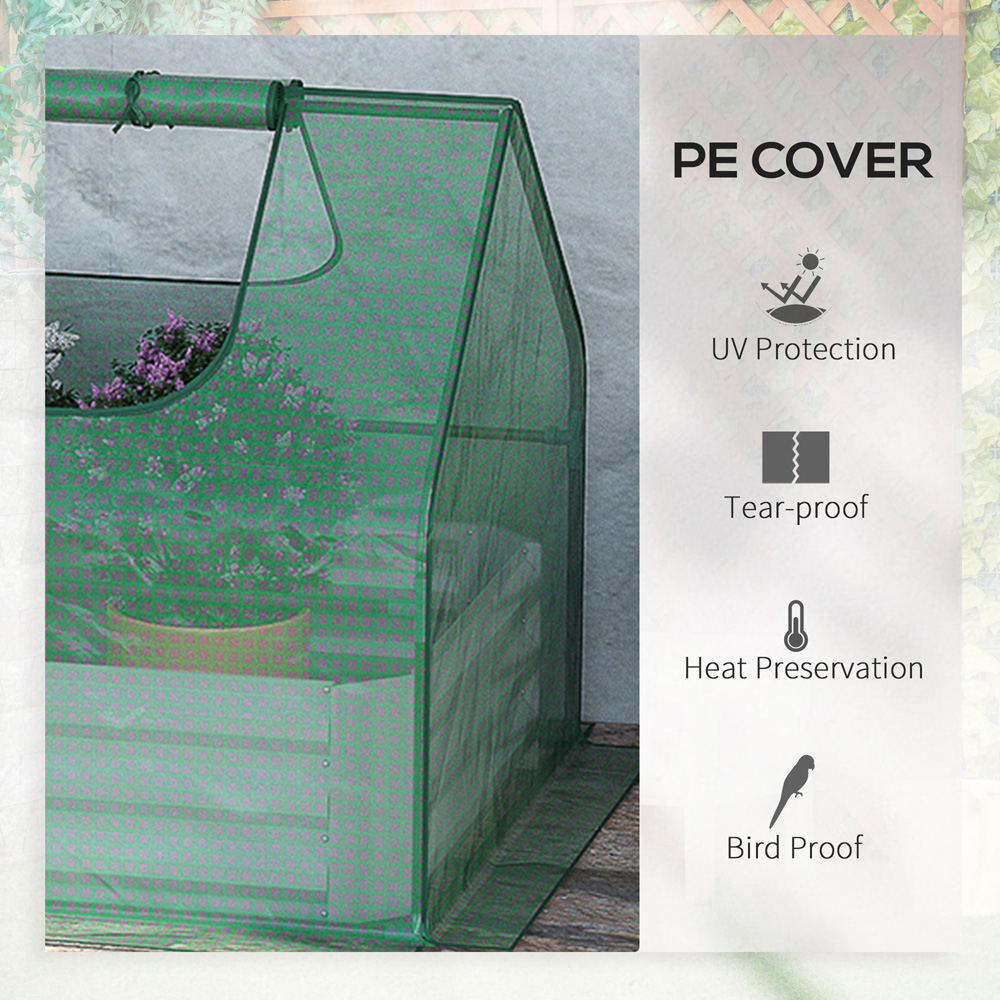 Outsunny Green Raised Garden Bed Planter with Greenhouse Image 6