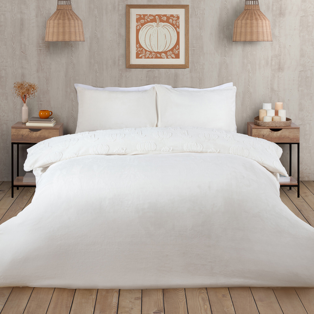 Pumpkin Woodland Faux Fur Duvet Set White King Image 2