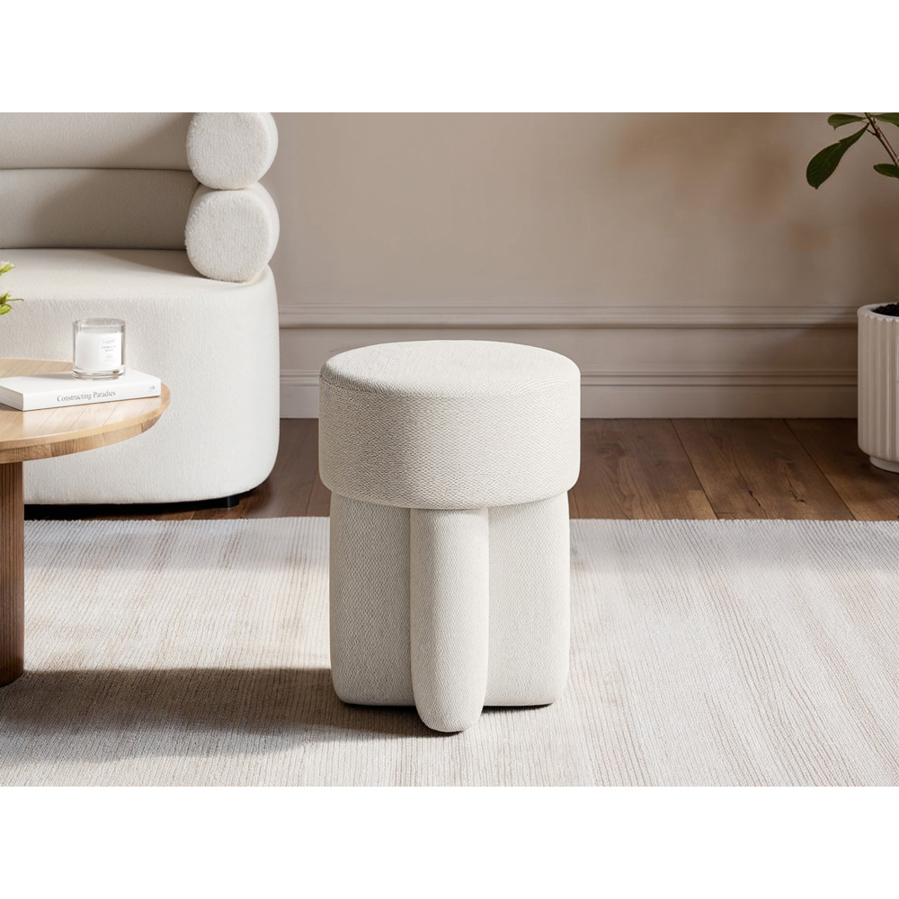 SOLACE+CO Astrid Beige Fabric Pouffe Image 5