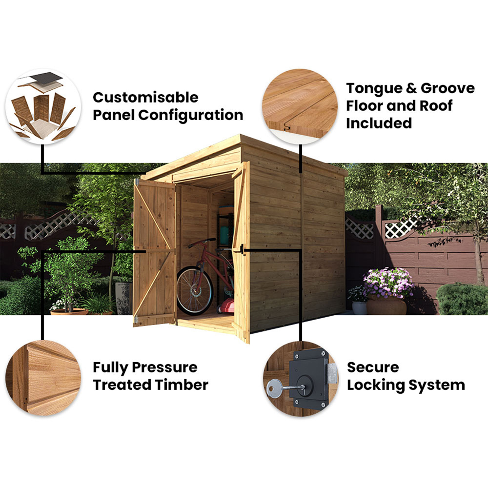 Dunster House Overlord 8 x 6ft Modular Brown Superfelt Pent Bike Shed Image 4