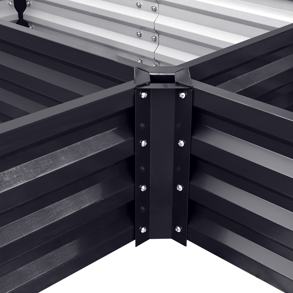 Living and Home 5 Compartment Black U-shaped Metal Raised Garden Bed Image 8