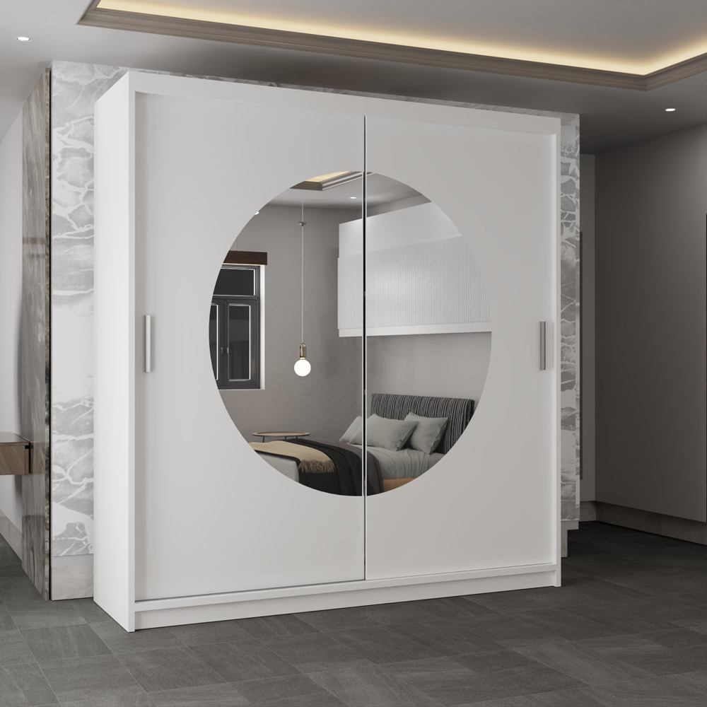 Sliding Wardrobes 4U Moon 2 Door White Mirrored Wardrobe Image 4