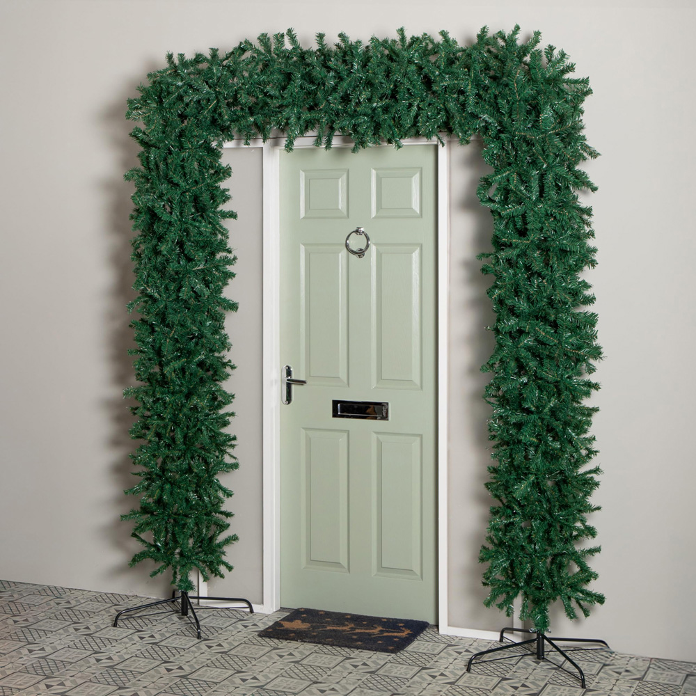 Samuel Alexander Single Door Plain Green Flat Top Christmas Tree Arch with 2000 Tips 8ft Image 2