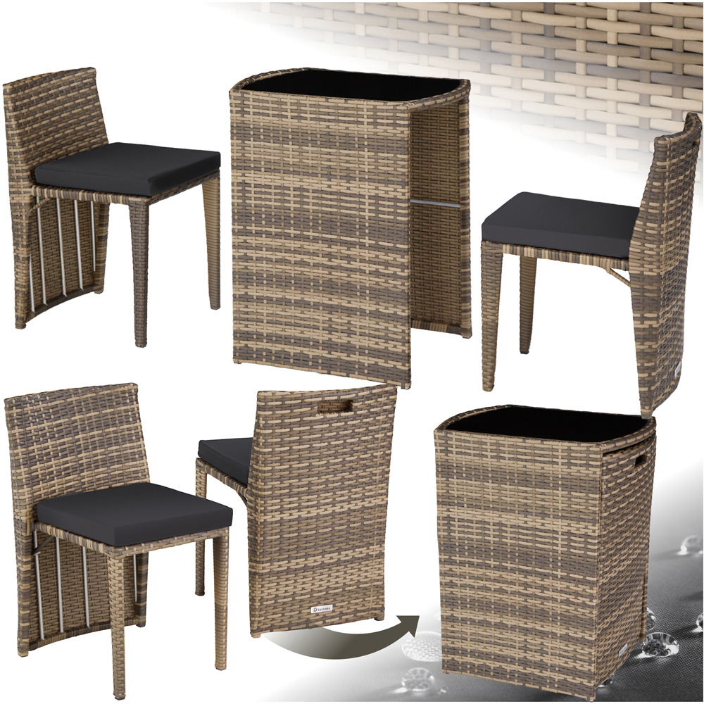 tectake Hamburg 2 Seater Rattan Garden Bistro Set Natural Image 2