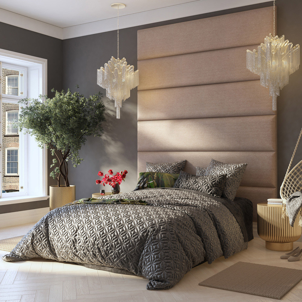 Aspire Furniture Llewelyn-Bowen Luxury Natural Saxon Twill Wall Mounted Headboard 45cm Image 9