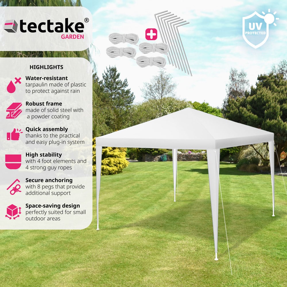 tectake Kara 3 x 3m White Water and UV Resistant Gazebo Image 6