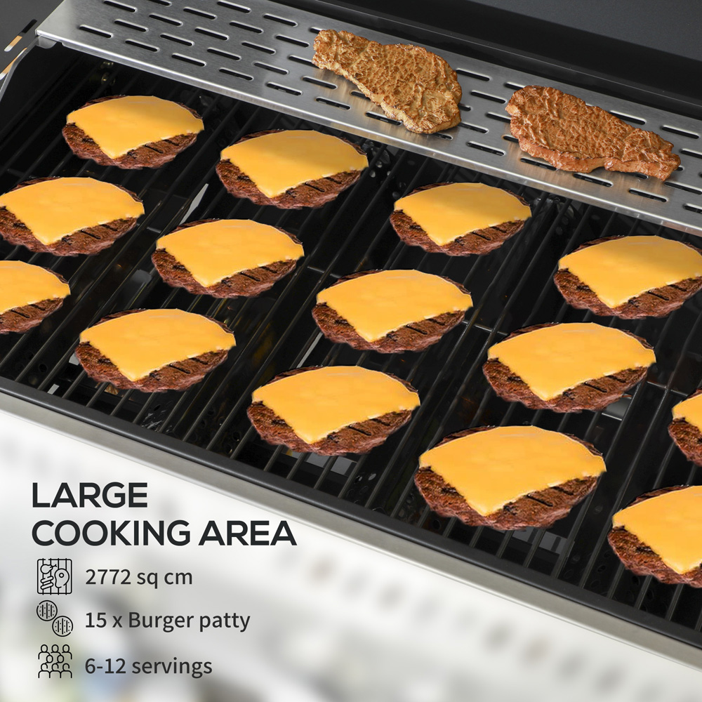 Outsunny Black 5 Burner BBQ Grill Image 4