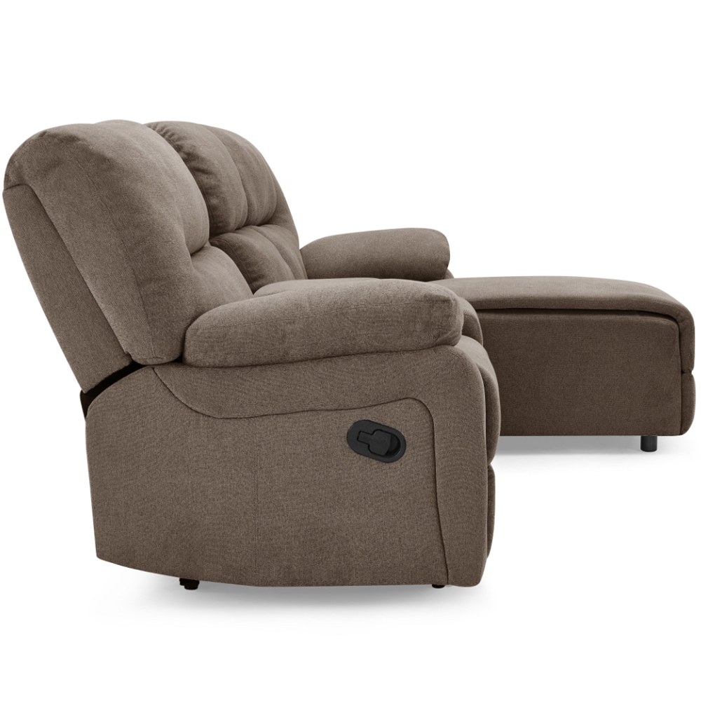 Home Detail Jacob 3 Seater Brown Left Hand Chaise Manual Recliner Sofa Image 6
