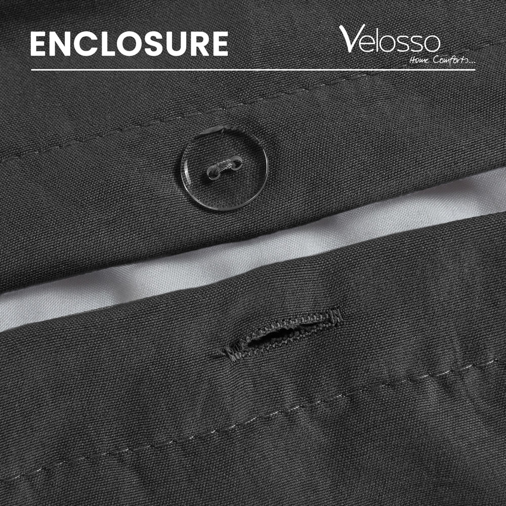 Velosso Washed Linen Look King Size Charcoal Duvet Set Image 5