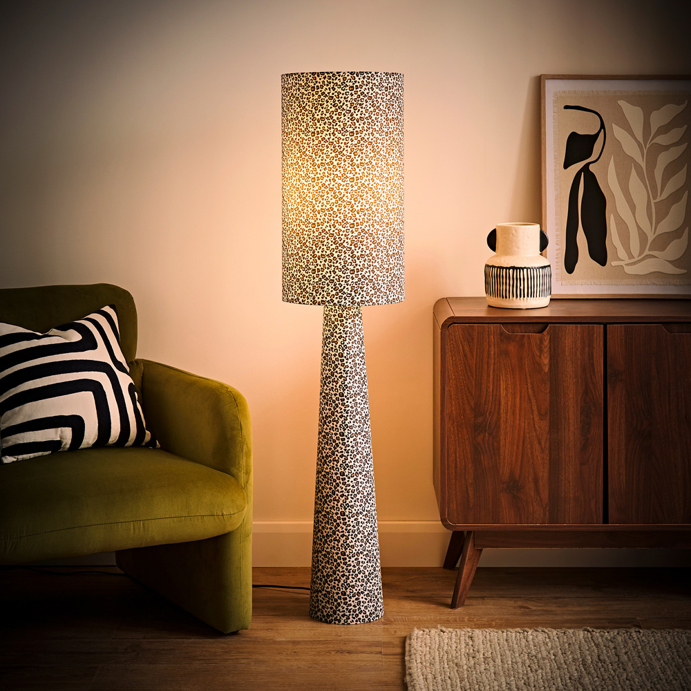ValueLights Bertie Leopard Print Full Fabric Midi LED Floor Lamp Image 7
