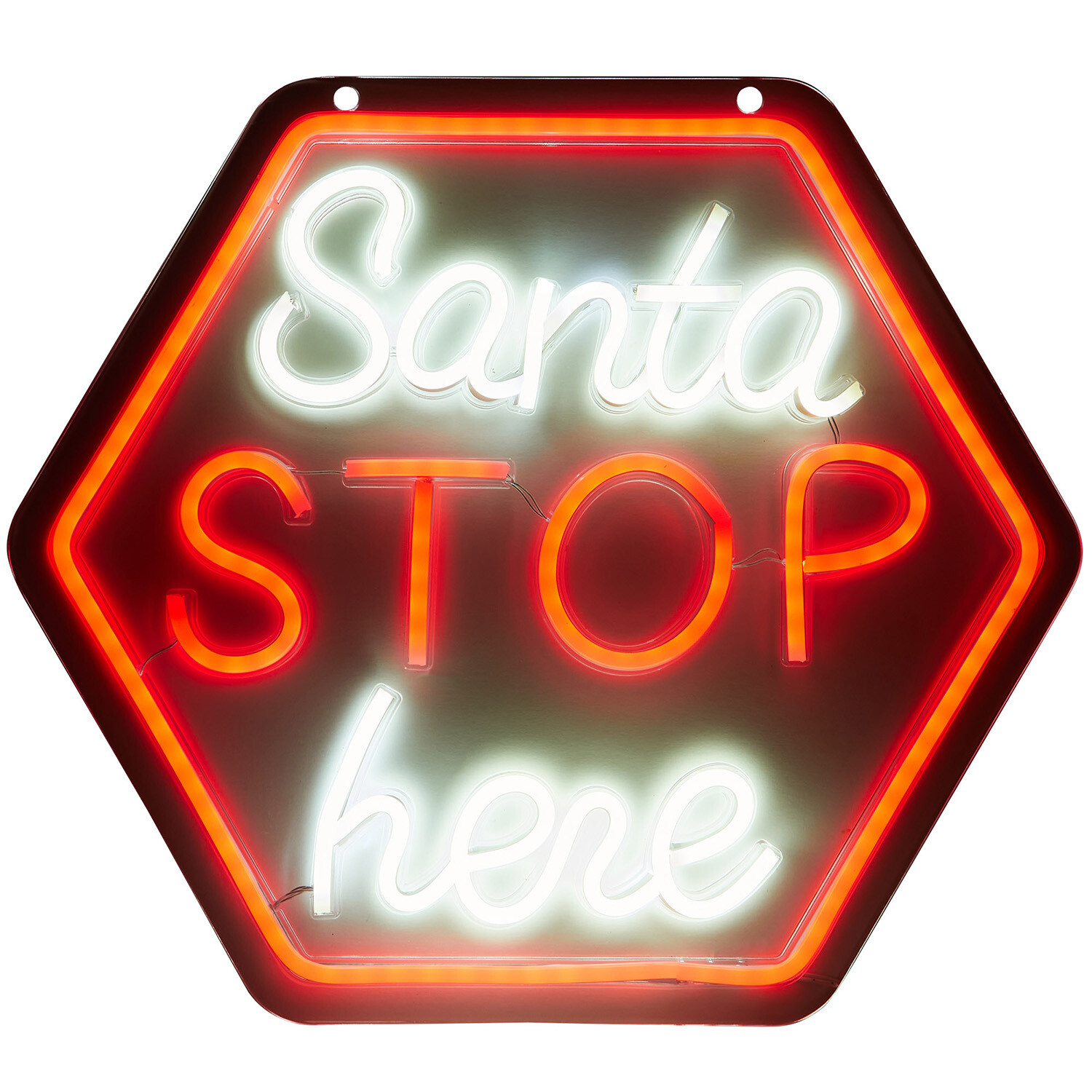 Santa Stop Here In and Out Door Neon Sign - Red Image 4