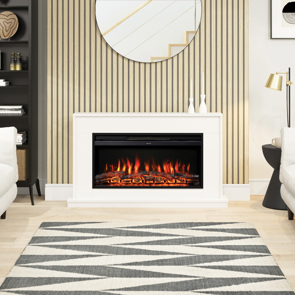 Be Modern Salehurst Ash White Timber Electric Fireplace 2kW 52 inch Image 2
