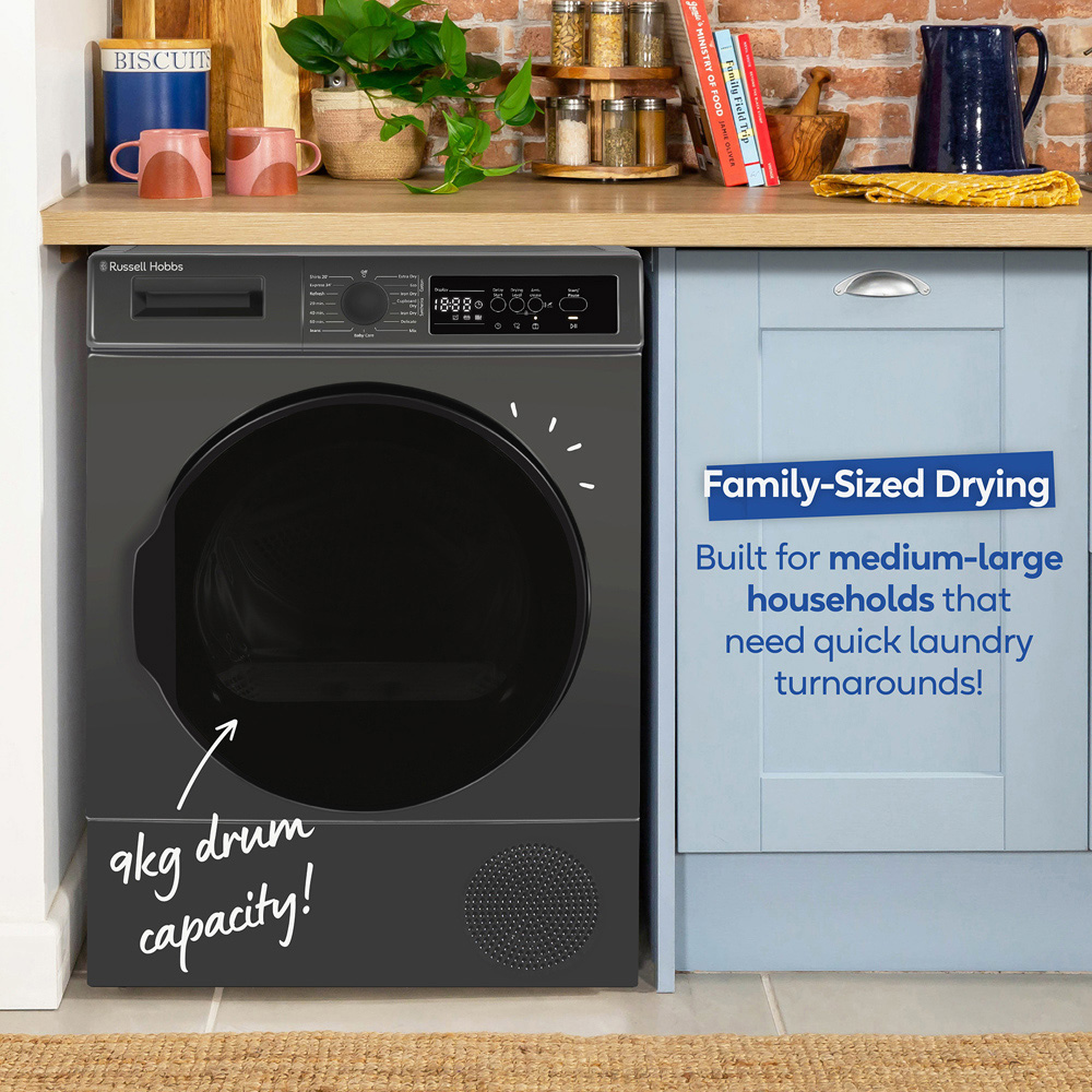 Russell Hobbs RH9HPTD1E12AN Anthracite 9kg Heat Pump Dryer Image 7
