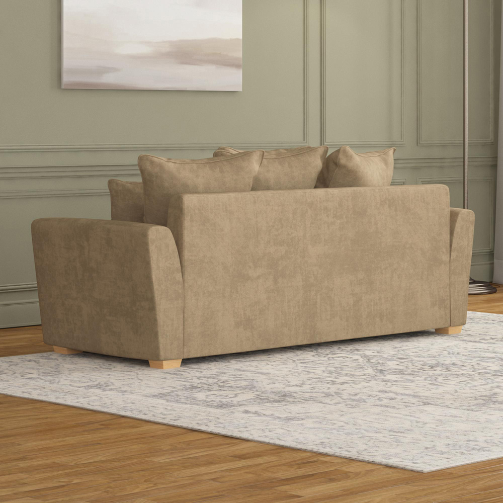 Wendleberry 3 Seater Mink Plush Velvet Scatter Back Sofa Image 6