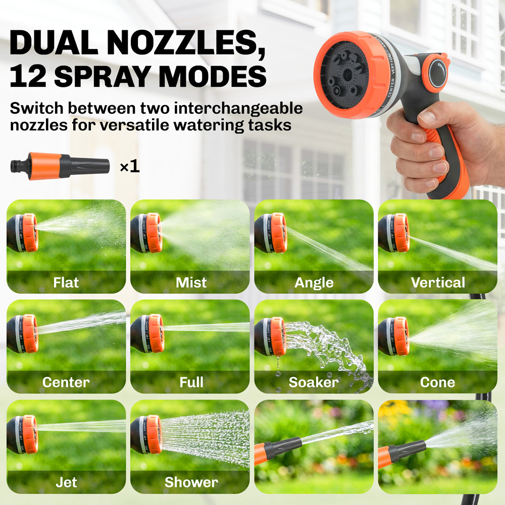 Outsunny 23m Black and Orange Wall-Mounted Retractable Hose Reel with Auto Retraction Image 8