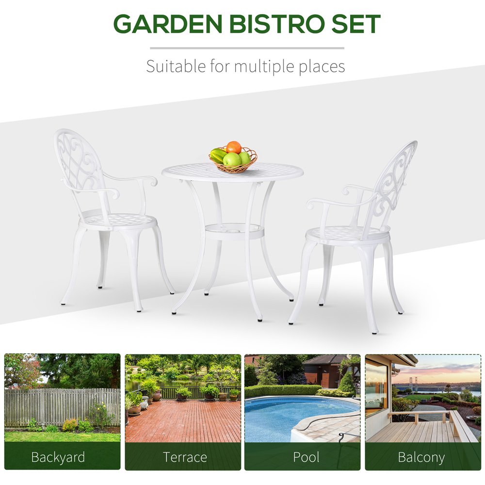 Outsunny 2 Seater White Aluminium Bistro Set Image 6