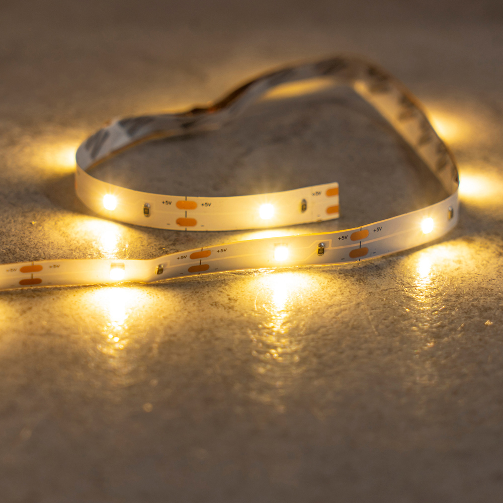 White Battery Operated LED Light Strip 1m Image 2