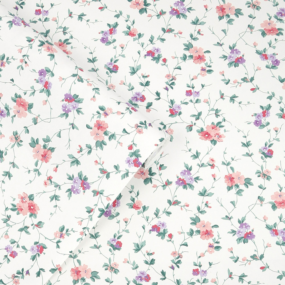 Laura Ashley Priory Coral Pink Wallpaper Image 2