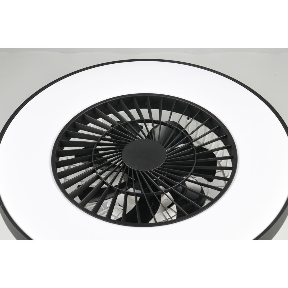 TRIO Halmstad Matt Black and White LED Ceiling Fan Light Image 4