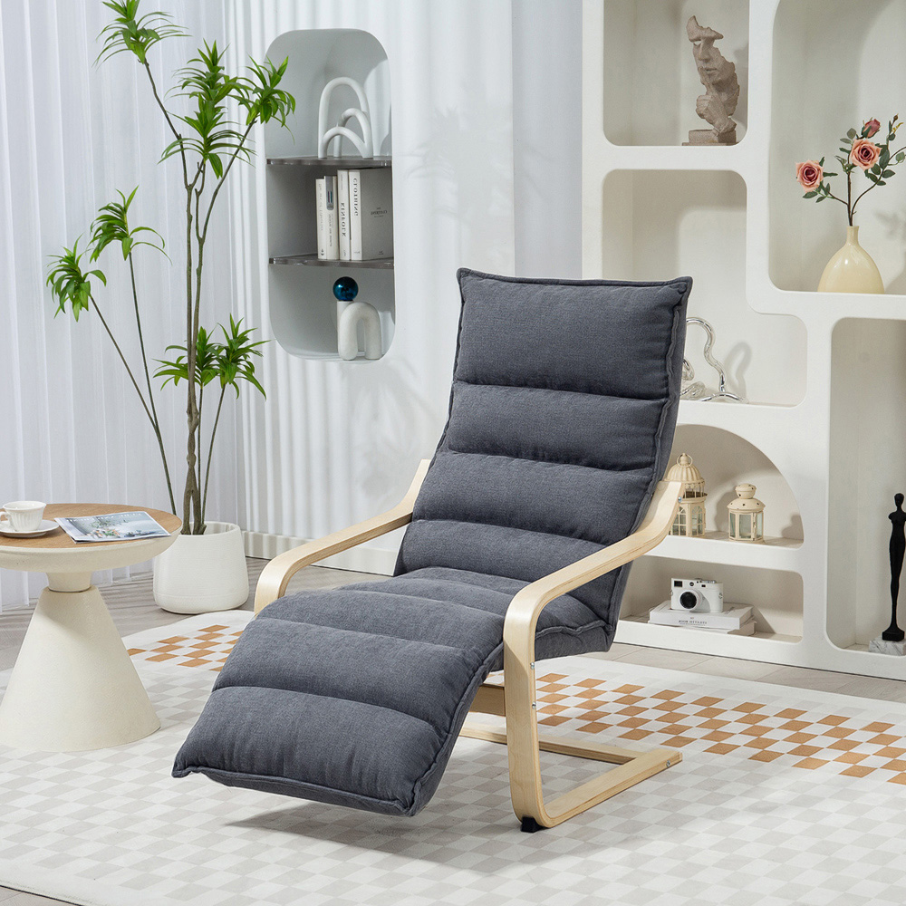 Portland Dark Grey Birch Wood Lounge Chair Image 4