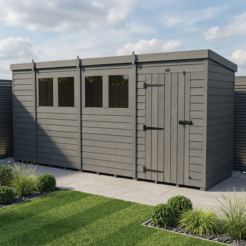 Foreverspaces 15 x 4ft Composite Board Pent Garden Shed Image 2
